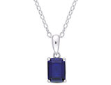 1.59 Carat (ctw) Lab-Created Blue Sapphire Octagon Pendant Necklace in Sterling Silver with Chain